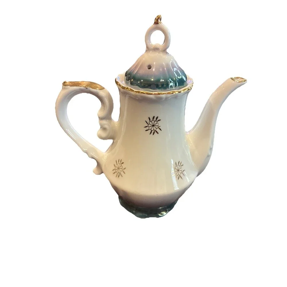 Vintage KPM Japan Floral Porcelain Teapot Gold Trim Coffee Pot Mid Century